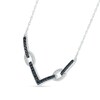 Thumbnail Image 2 of 0.29 CT. T.W. Black and White Diamond Paperclip Chevron Necklace in Sterling Silver