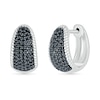 Thumbnail Image 1 of 0.45 CT. T.W. Black and White Diamond Rope Edge Dome Hoop Earrings in Sterling Silver