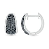 Thumbnail Image 2 of 0.45 CT. T.W. Black and White Diamond Rope Edge Dome Hoop Earrings in Sterling Silver