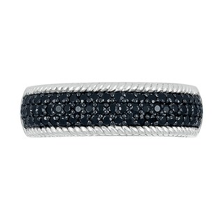 0.45 CT. T.W. Black and White Diamond Rope Edge Band in Sterling Silver