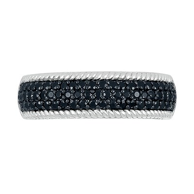 0.45 CT. T.W. Black and White Diamond Rope Edge Band in Sterling Silver