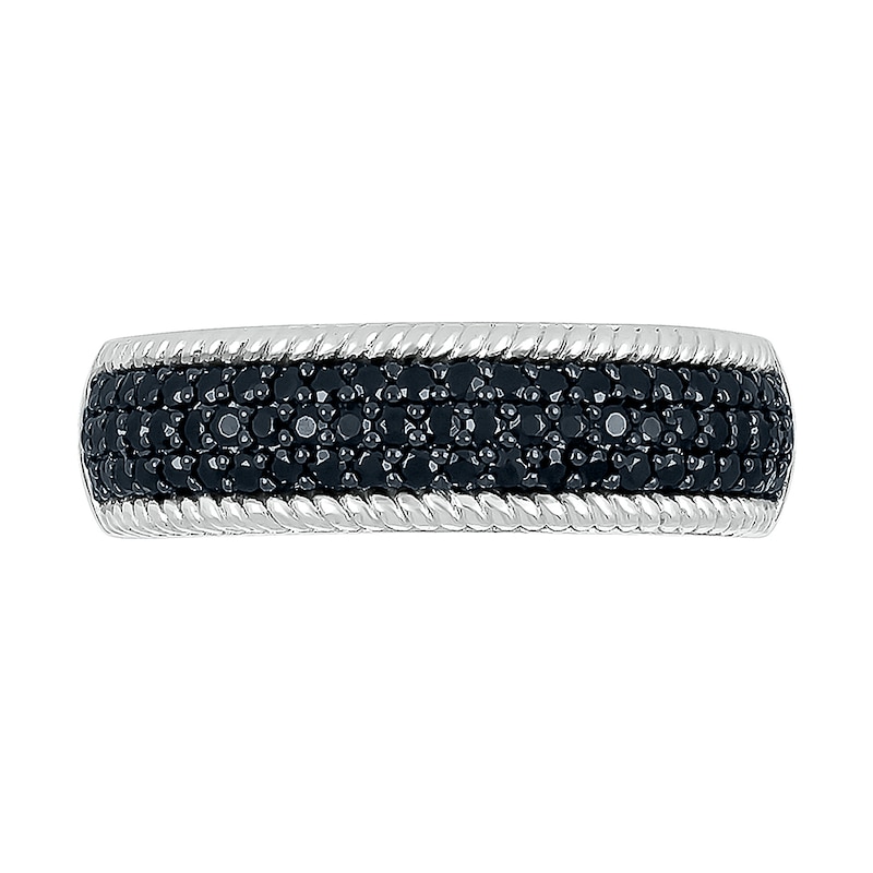 0.45 CT. T.W. Black and White Diamond Rope Edge Band in Sterling Silver