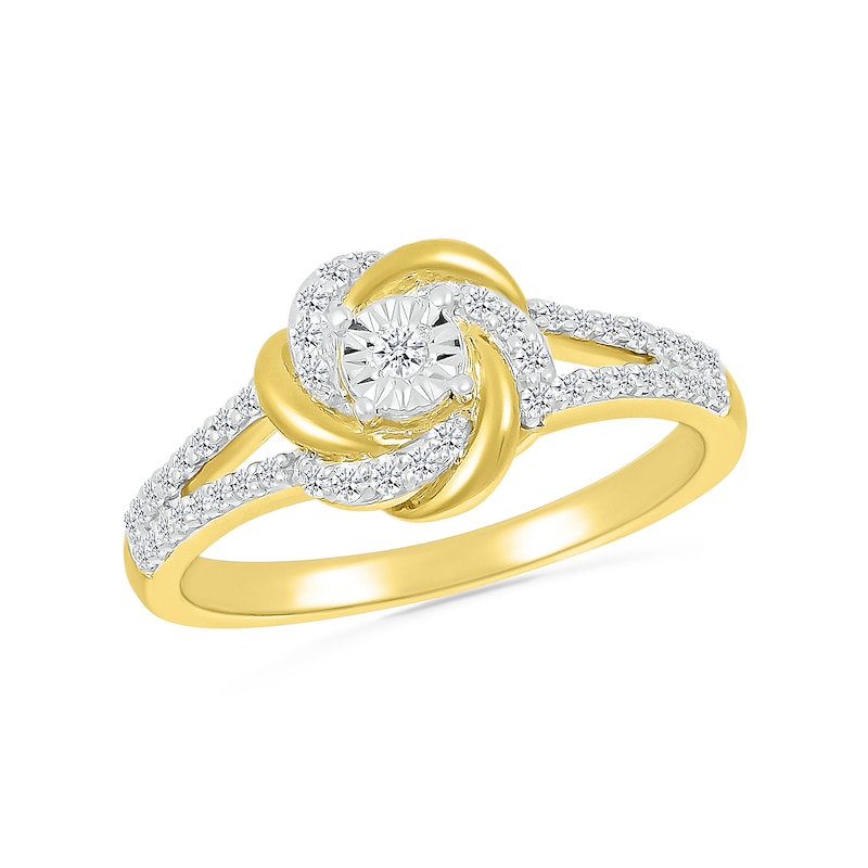 0.18 CT. T.W. Diamond Love Knot Ring in Sterling Silver with 10K Gold Plate|Peoples Jewellers