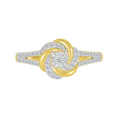0.18 CT. T.W. Diamond Love Knot Ring in Sterling Silver with 10K Gold Plate