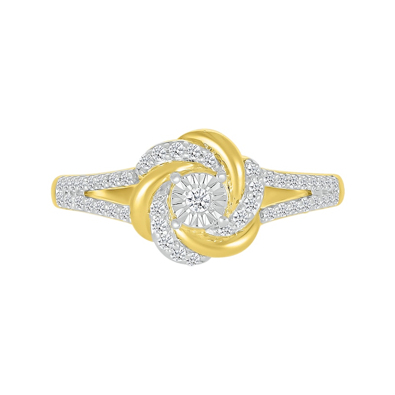 0.18 CT. T.W. Diamond Love Knot Ring in Sterling Silver with 10K Gold Plate