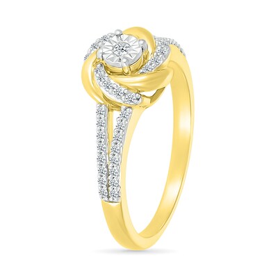 0.18 CT. T.W. Diamond Love Knot Ring in Sterling Silver with 10K Gold Plate