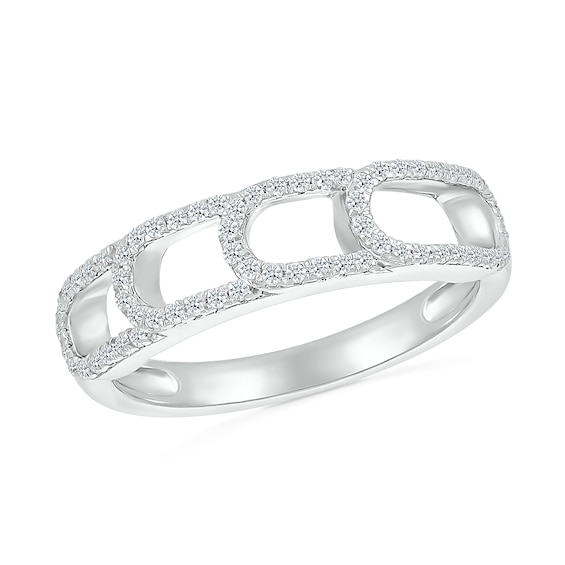 0.23 CT. T.W. Diamond Sideways Paperclip Stack Ring in Sterling Silver