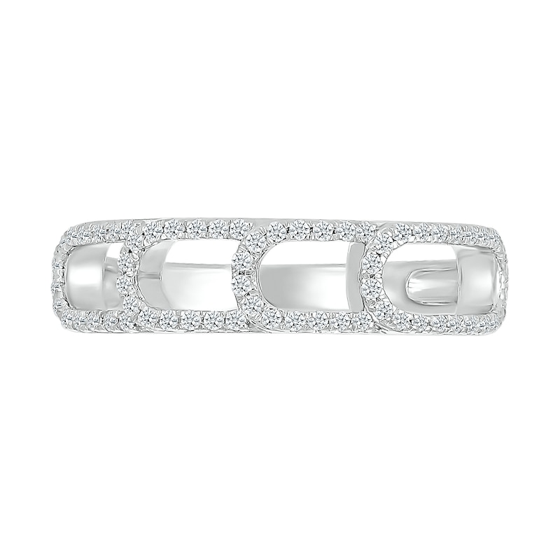 Main Image 2 of 0.23 CT. T.W. Diamond Sideways Paperclip Stack Ring in Sterling Silver