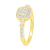 0.18 CT. T.W. Quad Diamond Cushion Frame Collar Ring in Sterling Silver with 10K Gold Plate