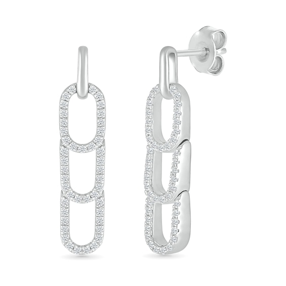 0.37 CT. T.W. Diamond Paperclip Stack Dangle Drop Earrings in Sterling Silver