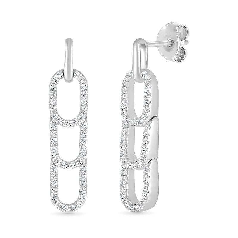 0.37 CT. T.W. Diamond Paperclip Stack Dangle Drop Earrings in Sterling Silver