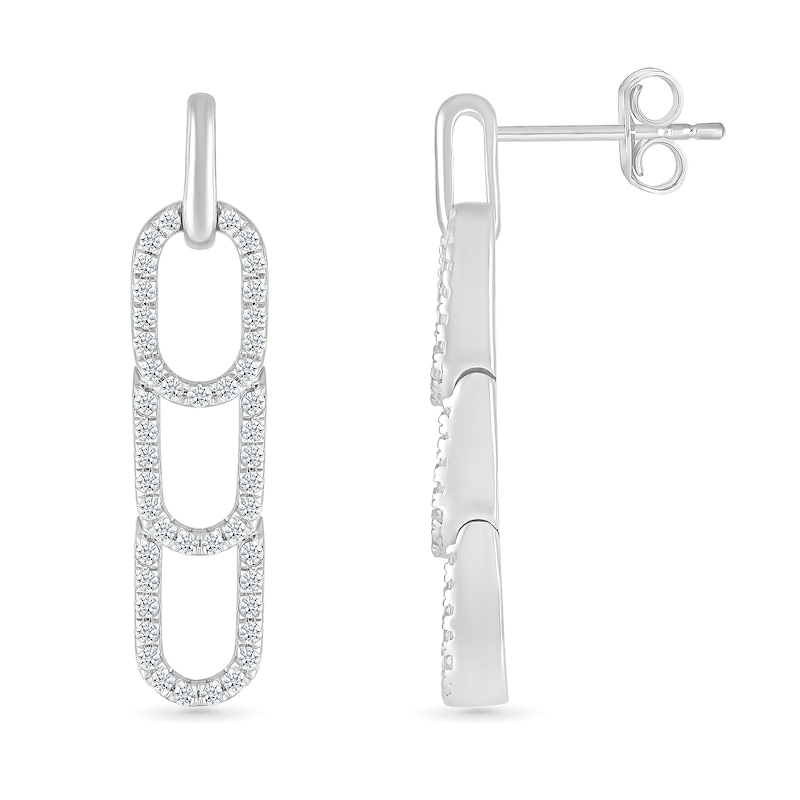 0.37 CT. T.W. Diamond Paperclip Stack Dangle Drop Earrings in Sterling Silver