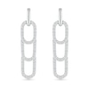 Thumbnail Image 3 of 0.37 CT. T.W. Diamond Paperclip Stack Dangle Drop Earrings in Sterling Silver
