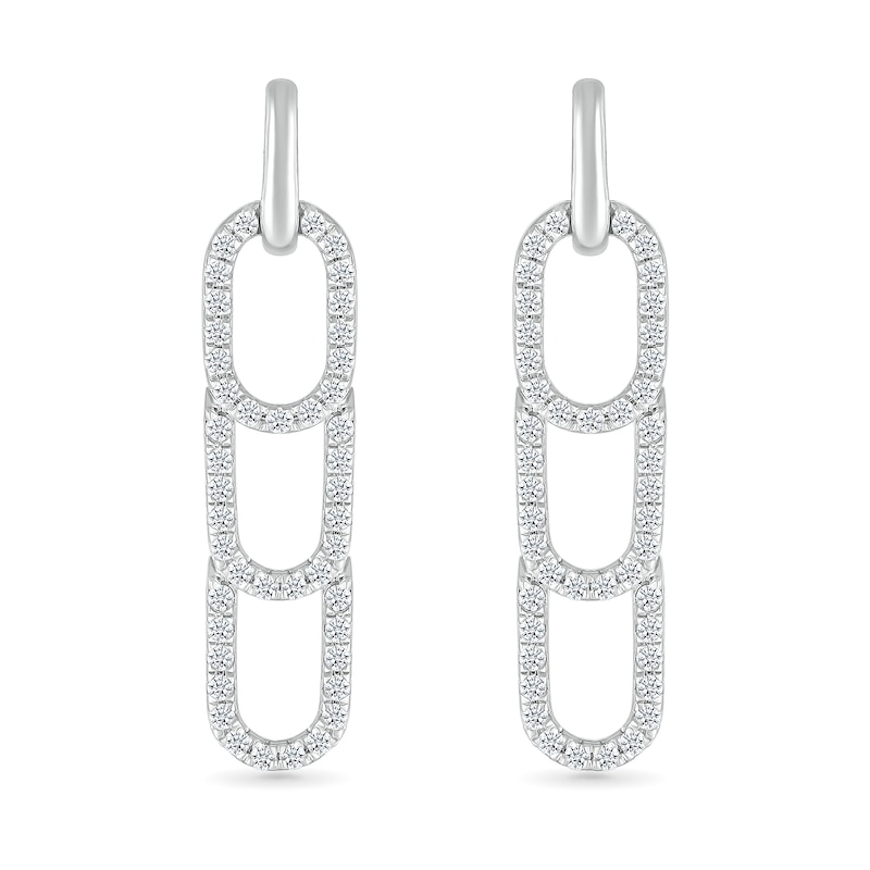 0.37 CT. T.W. Diamond Paperclip Stack Dangle Drop Earrings in Sterling Silver