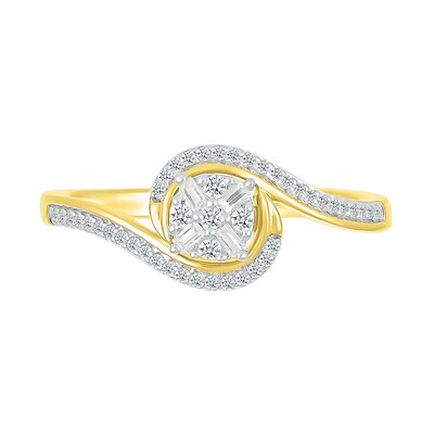 0.18 CT. T.W. Multi-Diamond Swirl Bypass Ring in Sterling Silver with 10K Gold Plate