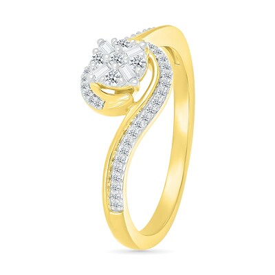 0.18 CT. T.W. Multi-Diamond Swirl Bypass Ring in Sterling Silver with 10K Gold Plate
