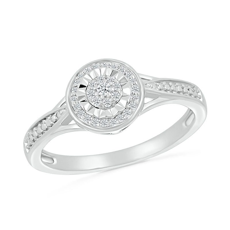 Main Image 1 of 0.116 CT. T.W. Diamond Frame Ring in Sterling Silver