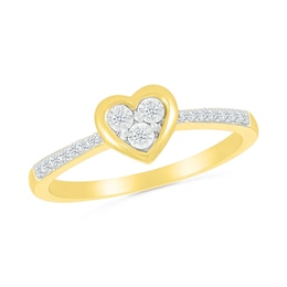 0.085 CT. T.W. Multi-Diamond Heart Ring in Sterling Silver with 10K Gold Plate