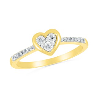 0.085 CT. T.W. Multi-Diamond Heart Ring in Sterling Silver with 10K Gold Plate