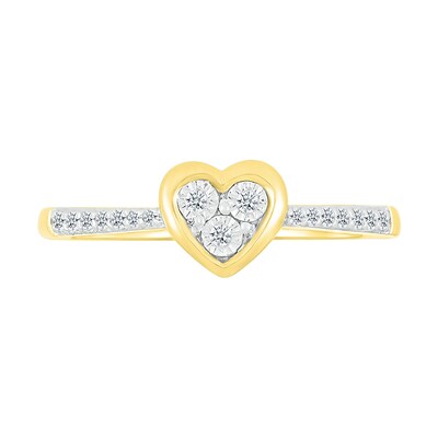 0.085 CT. T.W. Multi-Diamond Heart Ring in Sterling Silver with 10K Gold Plate