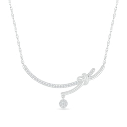 0.23 CT. T.W. Multi-Diamond Dangle Curved Bar Necklace in Sterling Silver