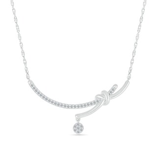 0.23 CT. T.W. Multi-Diamond Dangle Curved Bar Necklace in Sterling Silver