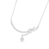 Thumbnail Image 2 of 0.23 CT. T.W. Multi-Diamond Dangle Curved Bar Necklace in Sterling Silver