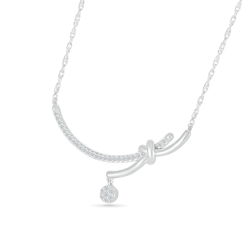 Main Image 2 of 0.23 CT. T.W. Multi-Diamond Dangle Curved Bar Necklace in Sterling Silver