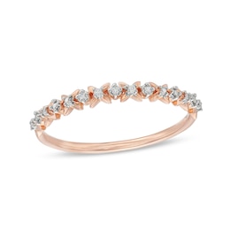 Diamond Accent &quot;X&quot; Flower Band in 10K Rose Gold