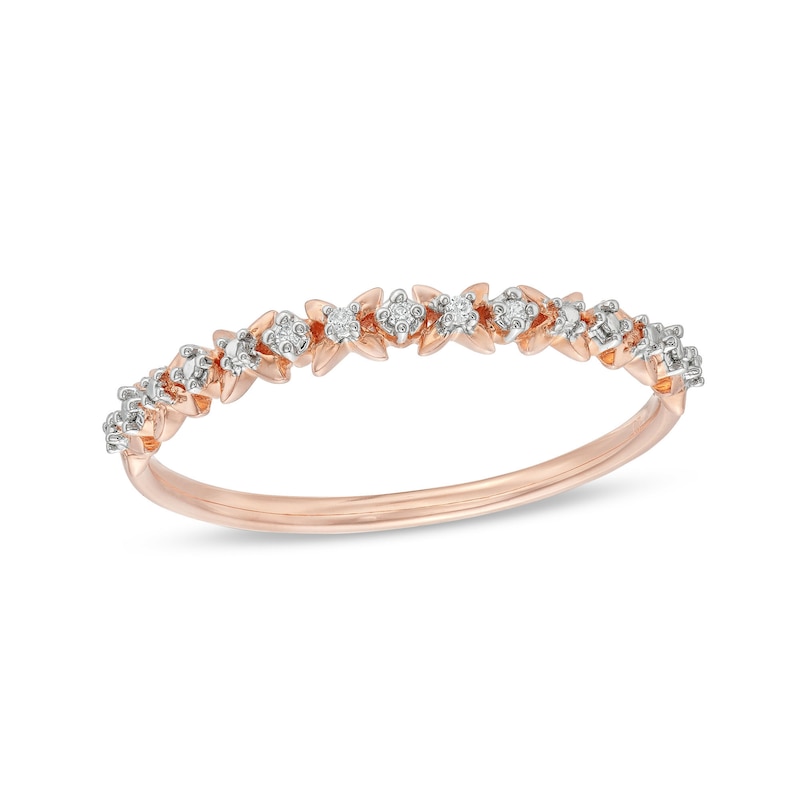Main Image 1 of Diamond Accent "X" Flower Band in 10K Rose Gold