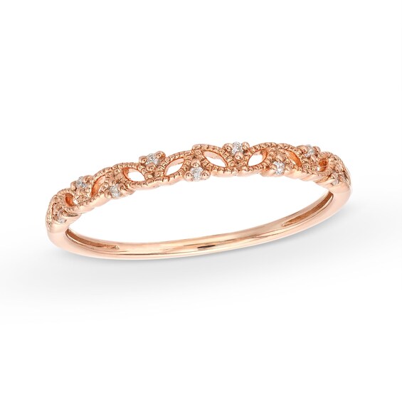 Diamond Accent Vine Vintage-Style Band in 10K Rose Gold