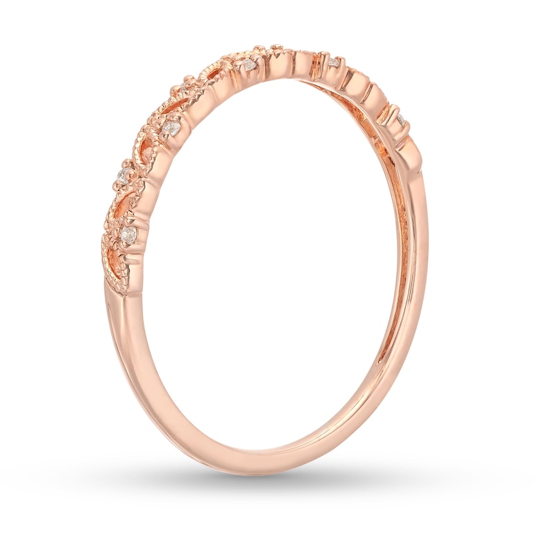 Main Image 3 of Diamond Accent Vine Vintage-Style Band in 10K Rose Gold