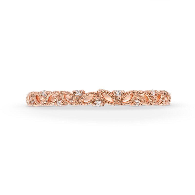 Main Image 4 of Diamond Accent Vine Vintage-Style Band in 10K Rose Gold