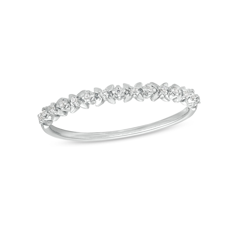 Main Image 1 of Diamond Accent "X" Flower Band in 10K White Gold