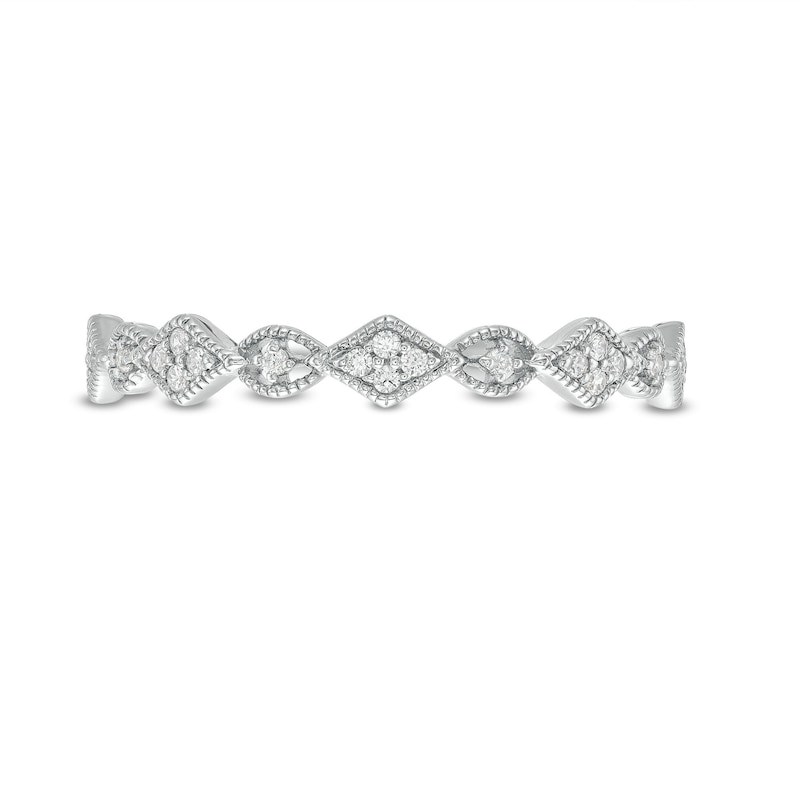 Main Image 4 of 0.065 CT. T.W. Kite Multi-Diamond Vintage-Style Stackable Band in 10K White Gold