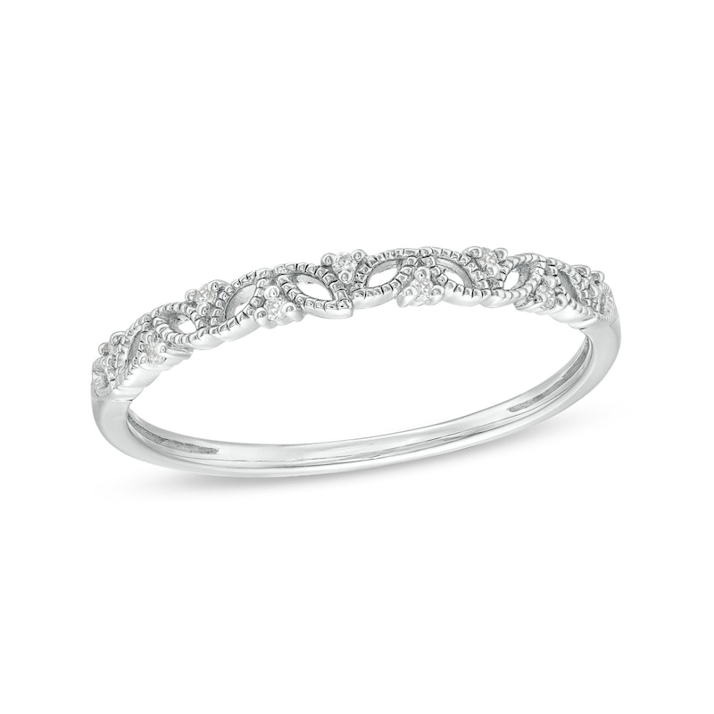 Main Image 1 of Diamond Accent Vine Vintage-Style Band in 10K White Gold