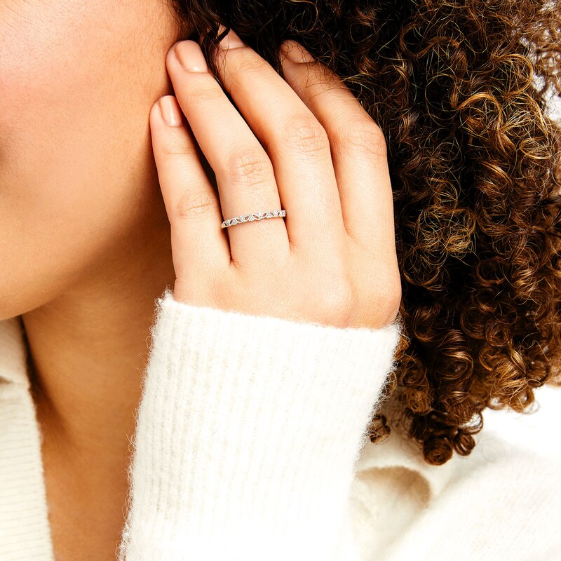Main Image 2 of Diamond Accent Vine Vintage-Style Band in 10K White Gold