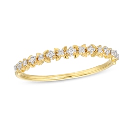 Diamond Accent &quot;X&quot; Flower Band in 10K Gold