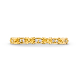 0.04 CT. T.W. Diamond "X" Flower Station Stackable Band in 10K Gold