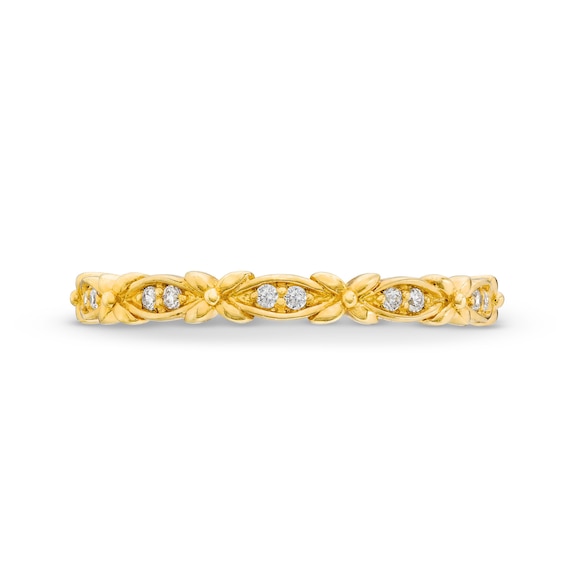 0.04 CT. T.W. Diamond "X" Flower Station Stackable Band in 10K Gold