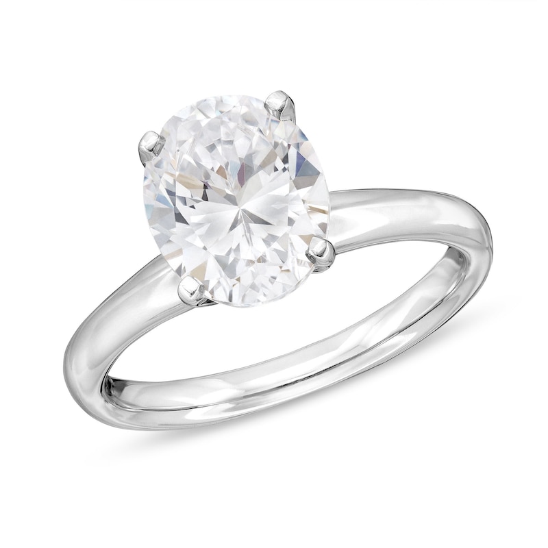 2.00 CT. Oval Certified Lab-Created Diamond Solitaire Engagement Ring in 14K White Gold (F/VS2)|Peoples Jewellers