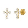 Thumbnail Image 0 of Child's White Lab-Created Sapphire Cross Stud Earrings in 14K Gold