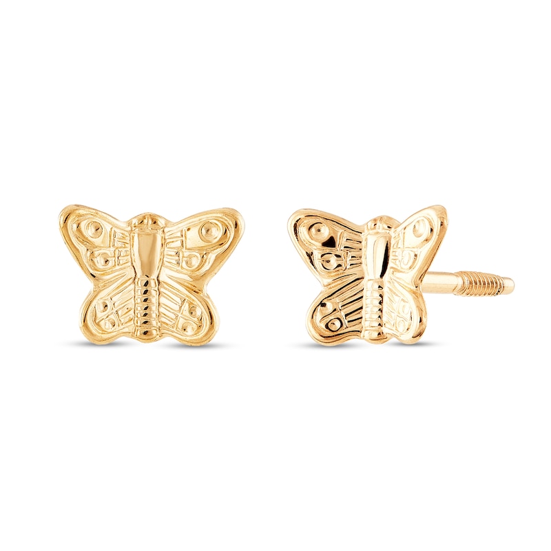 Child's Textured Butterfly Stud Earrings in 14K Gold