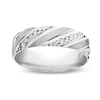 Thumbnail Image 1 of Diamond-Cut Striped 6.0mm Band in 10K White Gold - Size 10