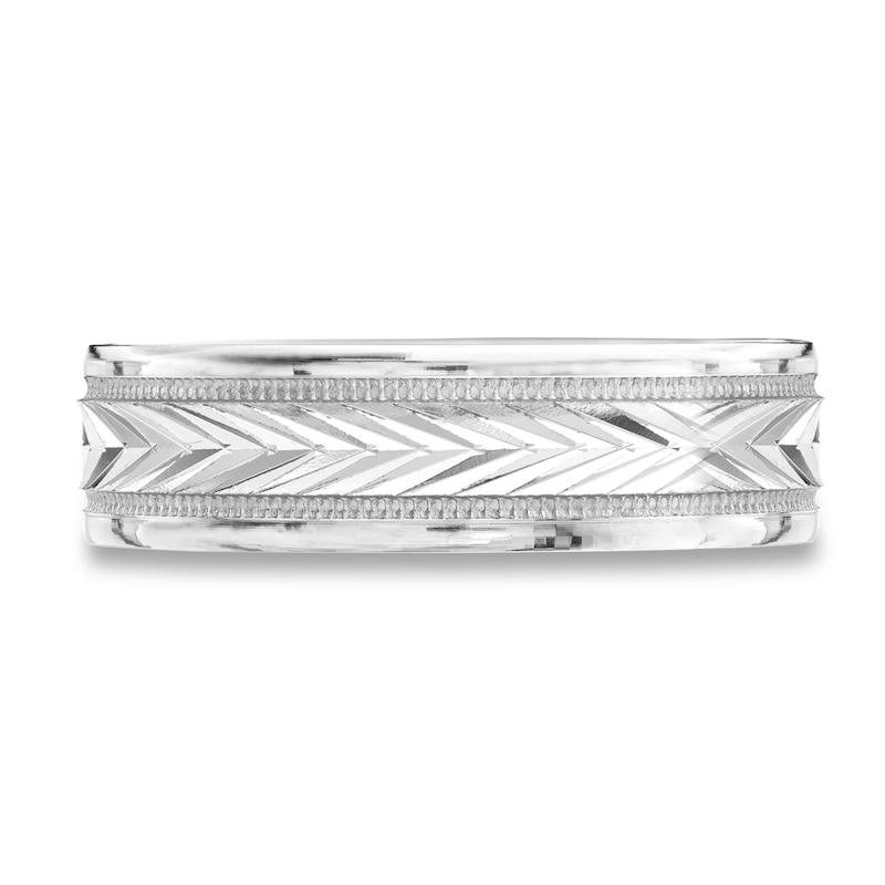 Men's Diamond-Cut 6.0mm Band in 10K White Gold - Size 10