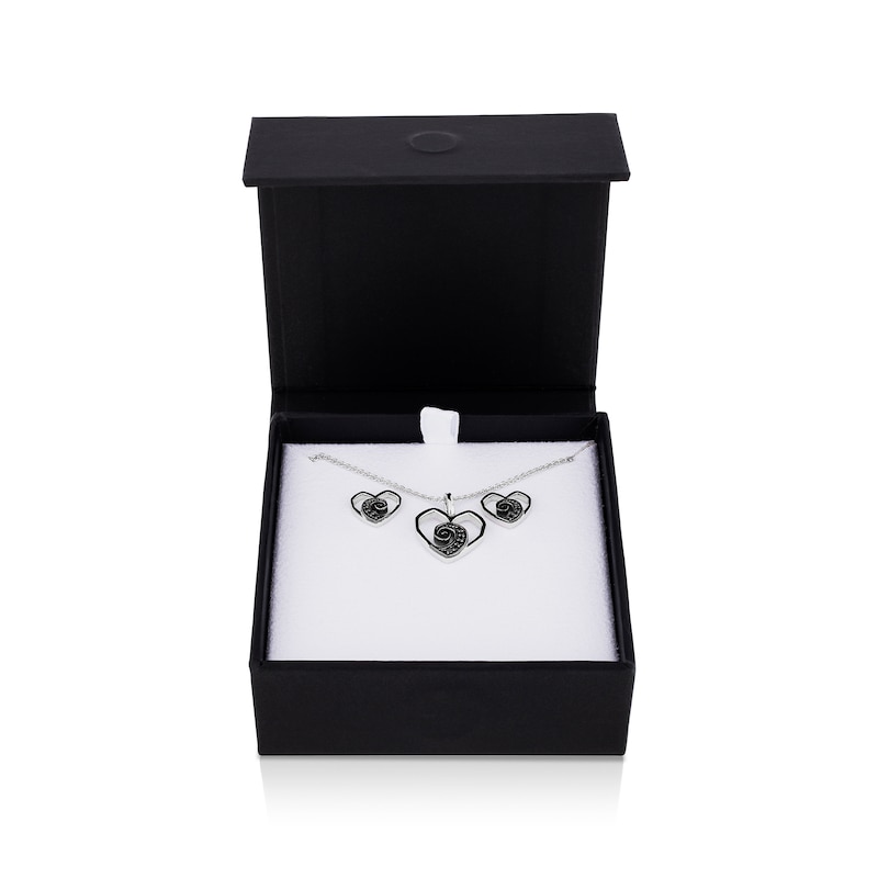Main Image 1 of Disney Treasures The Nightmare Before Christmas Diamond Spiral Hill Pendant and Stud Earrings Set in Sterling Silver
