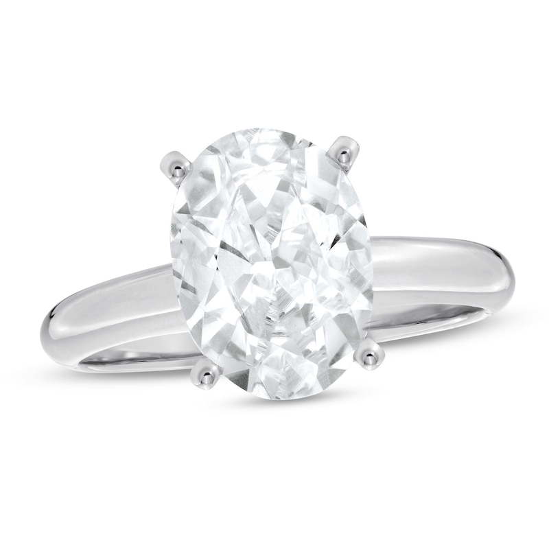 3 CT. Oval Certified Lab-Created Diamond Solitaire Engagement Ring in 14K White Gold (F/SI2)