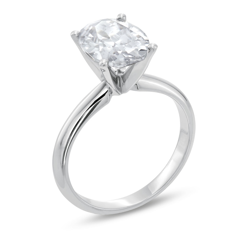 3 CT. Oval Certified Lab-Created Diamond Solitaire Engagement Ring in 14K White Gold (F/SI2)