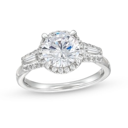 2.40 CT. T.W. Certified Lab-Created Diamond Frame Sideways Three Stone Engagement Ring in 14K White Gold (F/SI2)