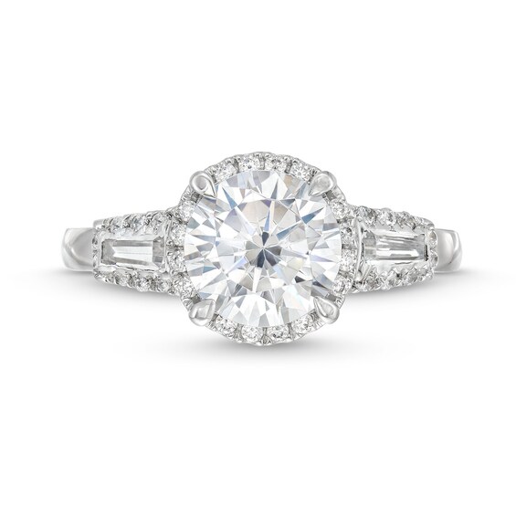 2.40 CT. T.W. Certified Lab-Created Diamond Frame Sideways Three Stone Engagement Ring in 14K White Gold (F/SI2)